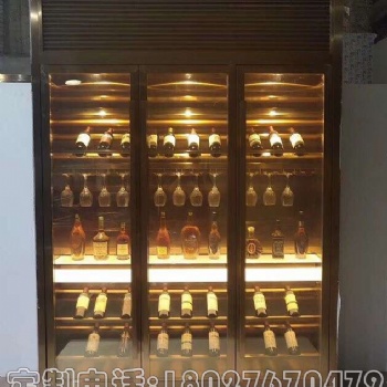 客廳酒吧不銹鋼酒柜酒架高端會(huì)所酒店玫瑰金恒不銹鋼恒溫酒柜保鮮