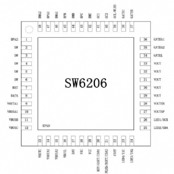 智融SW6206 24W PD快充移動電源無線快充芯片支持A+A+B+C+L 任意口快充自帶188數