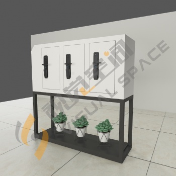 廣東中山視覺(jué)空間新款艾棲指紋鎖展示柜銅鎖鐵展示柜臺(tái)可換logo