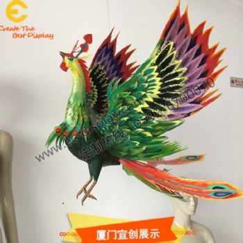 商場櫥窗美陳鐵藝鳳凰道具定制