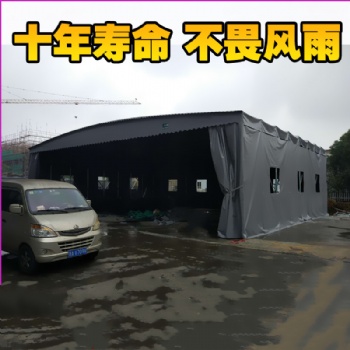 推拉棚定制戶外移動(dòng)倉庫棚溫州工廠伸縮式雨蓬施工帳篷防曬活動(dòng)蓬