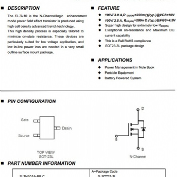 SL3N10 100V MOS管 SOT23-3L封裝 N溝道