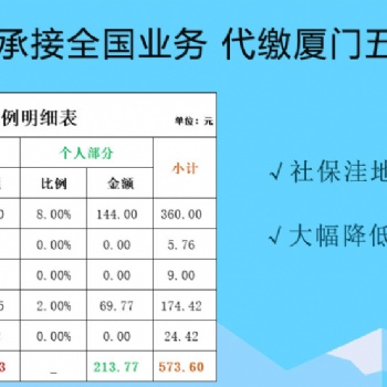 廈門社保代繳/廈門代繳五險