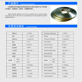 柔性石墨帶主要用于生產各種墊片及填料，如纏繞墊，波紋帶，石墨填料環等。