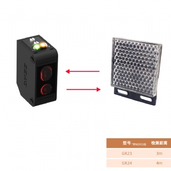 大深方型光電傳感器DS-GR21-E替換歐姆龍E3Z-B61回歸反射紅色光檢測距離500mm